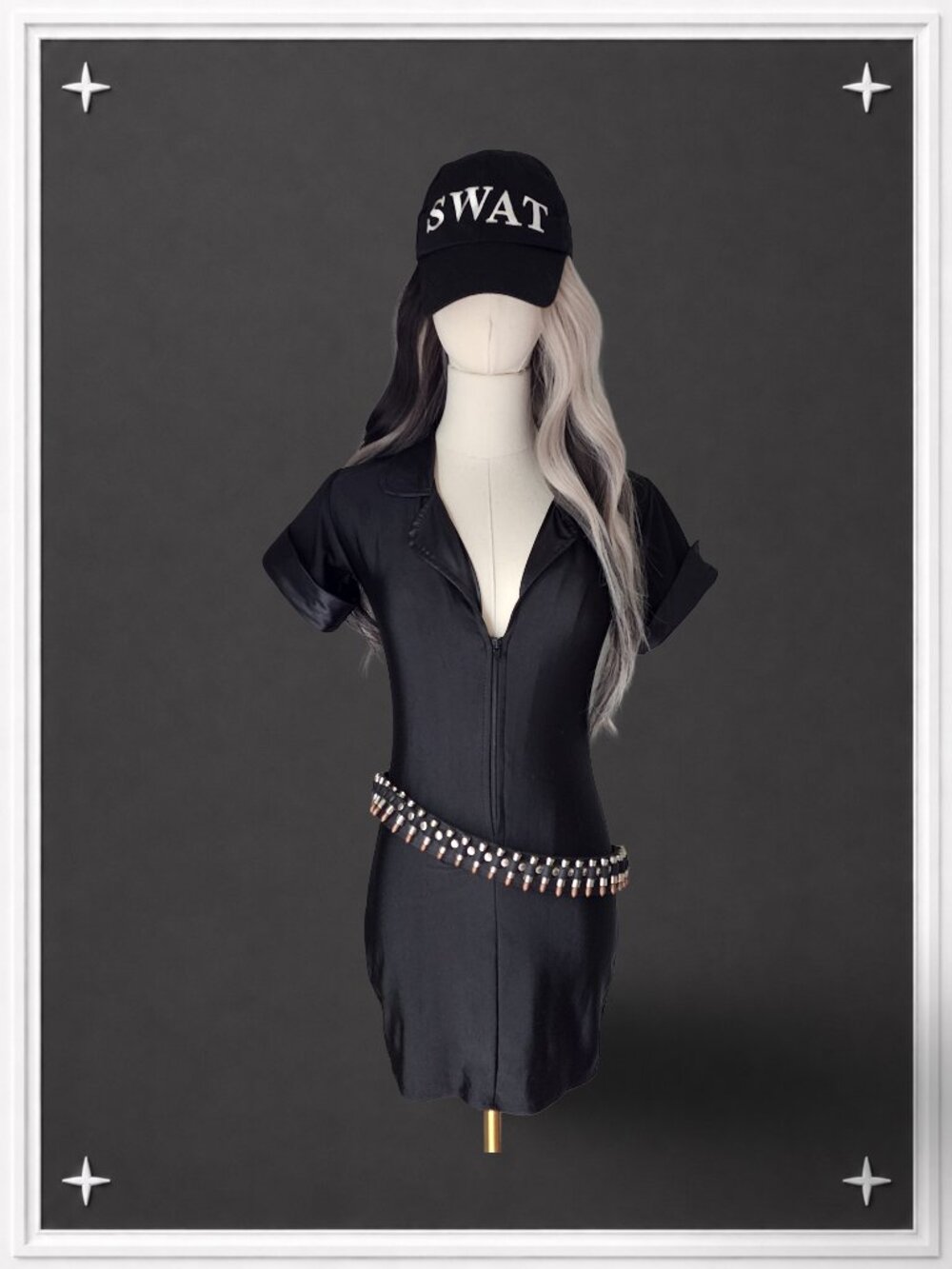 VINTAGE Y2K Black SWAT Costume | Women's S/M